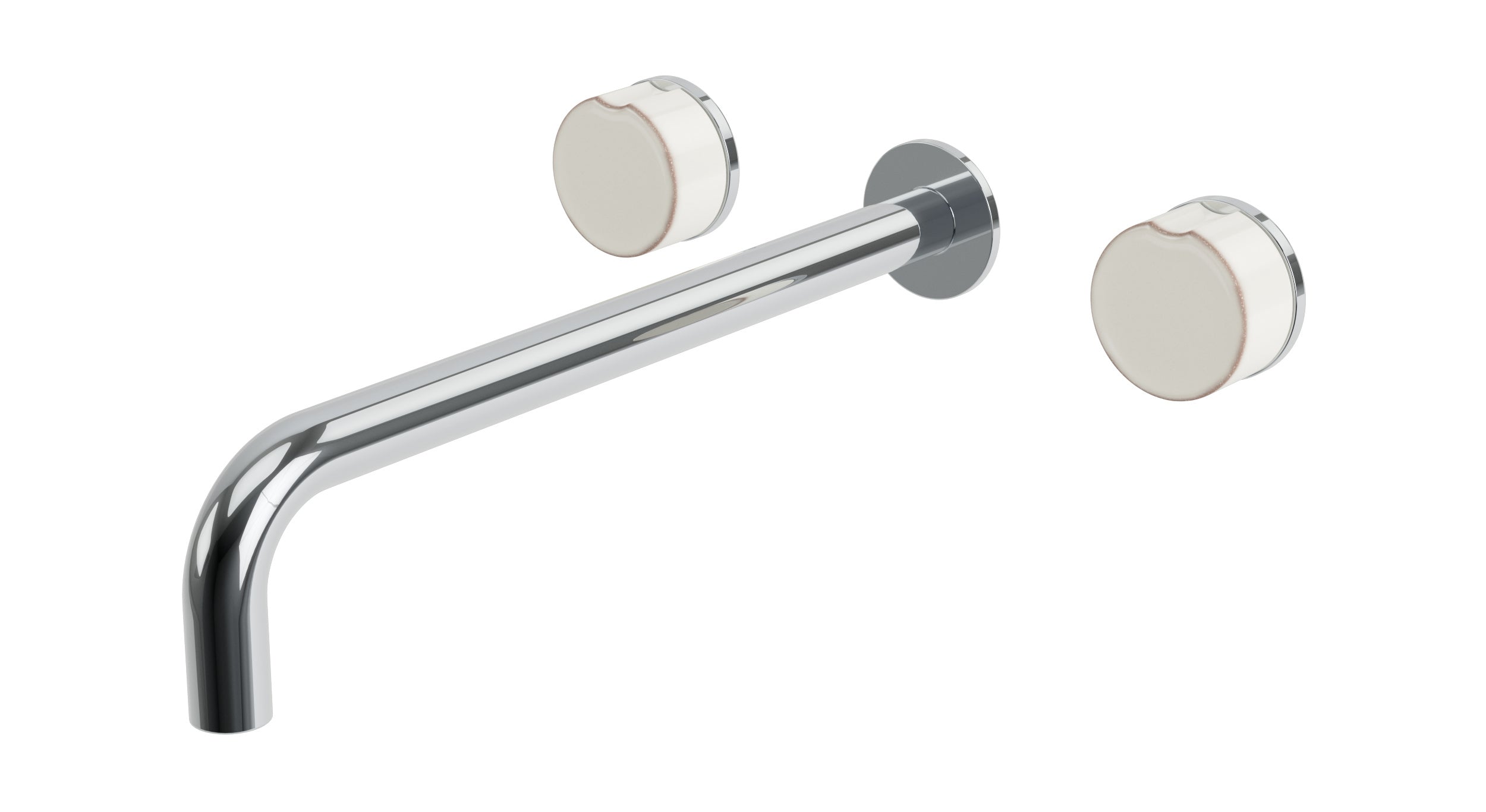 Foundry Two Handle Wall Mount 12" Lavatory Faucet with Groove Ceramic Knob Handles in Polished Chrome