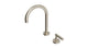Contour One Handle Deck Mount Gooseneck Lavatory Faucet with Soft Lever Handle in Satin Nickel