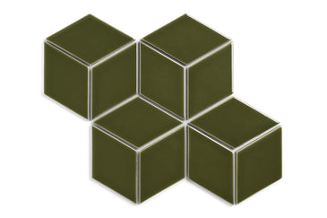 Large Diamond Original Ceramic Tile in Bonsai Gloss