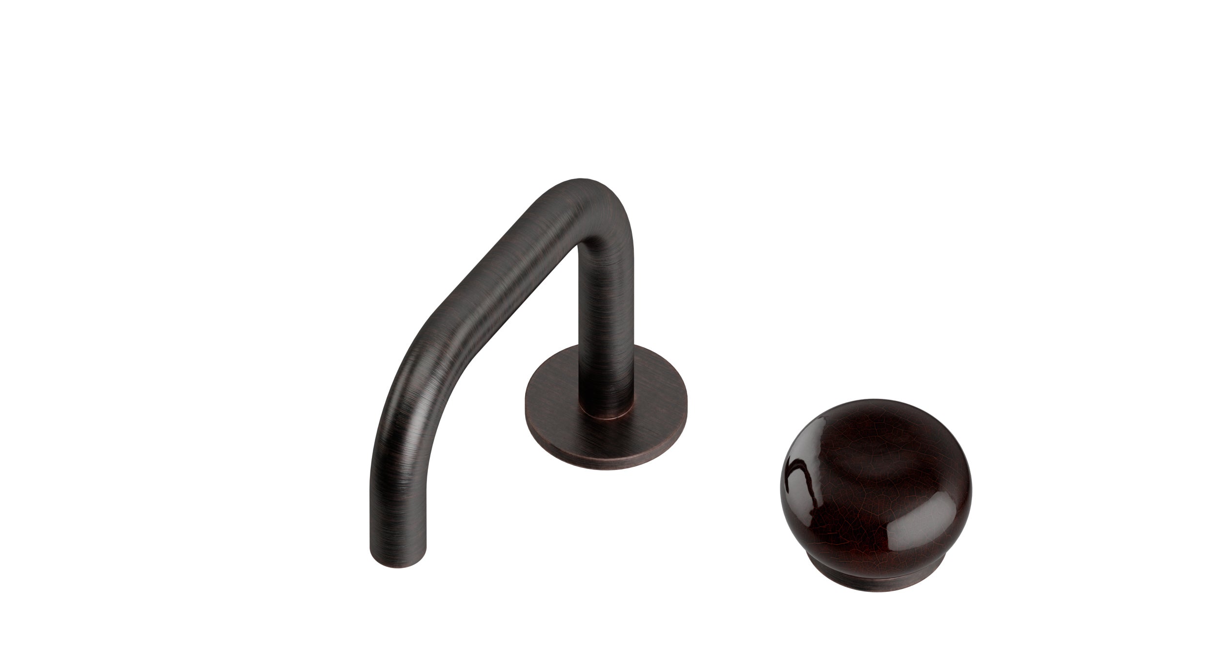 Foundry One Handle Deck Mount Squaretop Lavatory Faucet with Pebble Ceramic Knob Handle in Antique Bronze