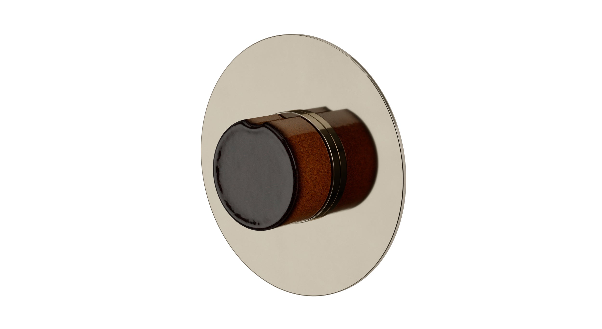 Foundry One Handle Wall Mount Shower Trim with Groove Ceramic Knob Handle in Polished Nickel
