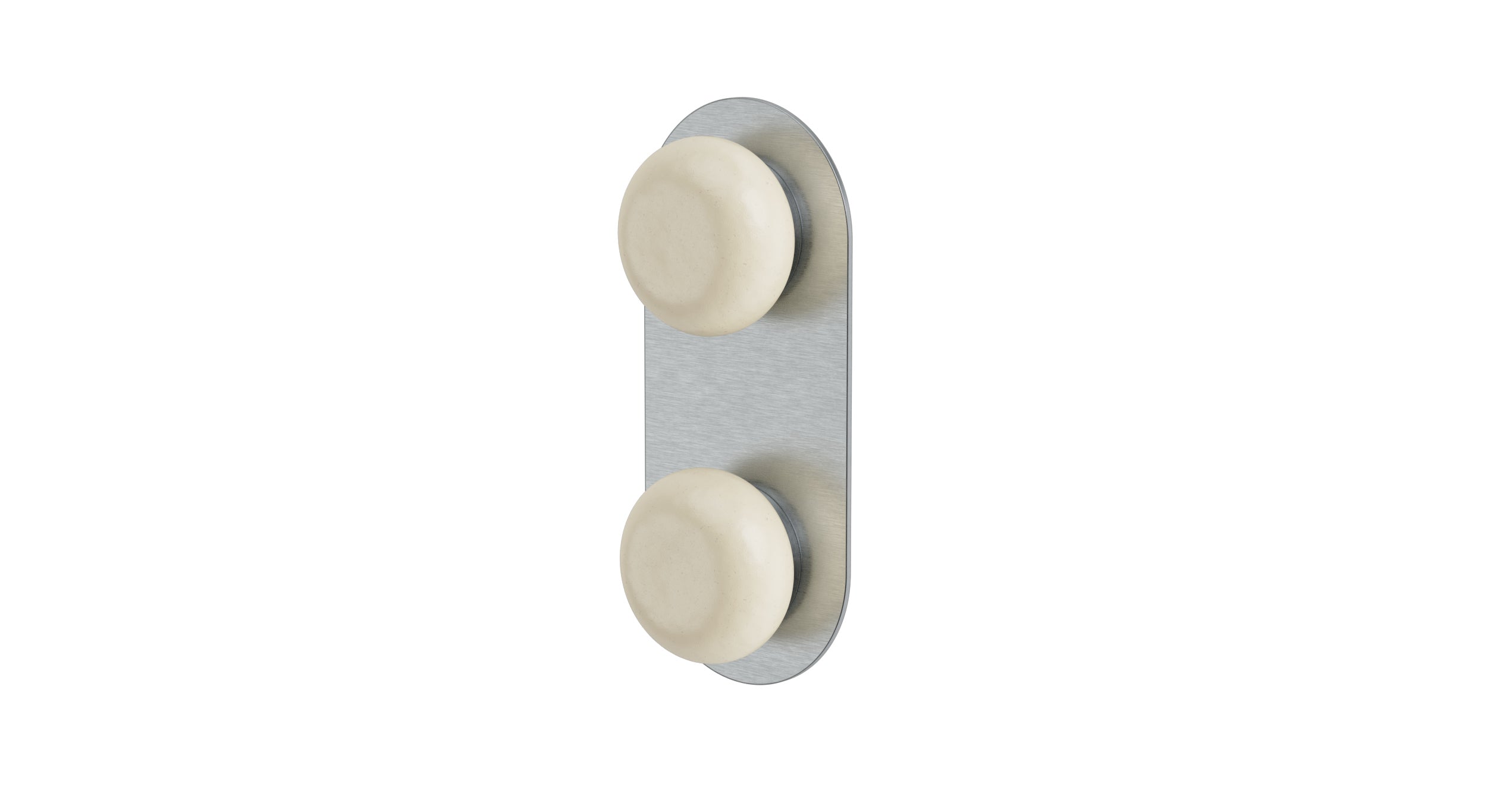 Foundry Two Handle Wall Mount Shower Trim with Pebble Ceramic Knob Handles in Satin Chrome