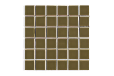 2x2 Straight Set Sheeted Original Ceramic Mosaic Tile in Chaparral Gloss