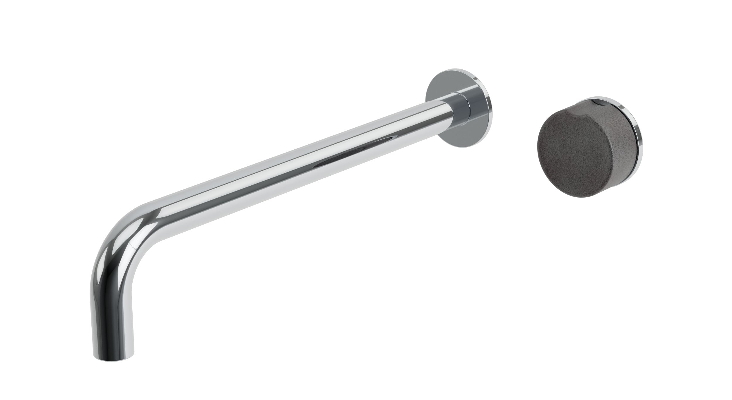 Foundry One Handle Wall Mount 12" Lavatory Faucet with Groove Ceramic Knob Handle in Polished Chrome