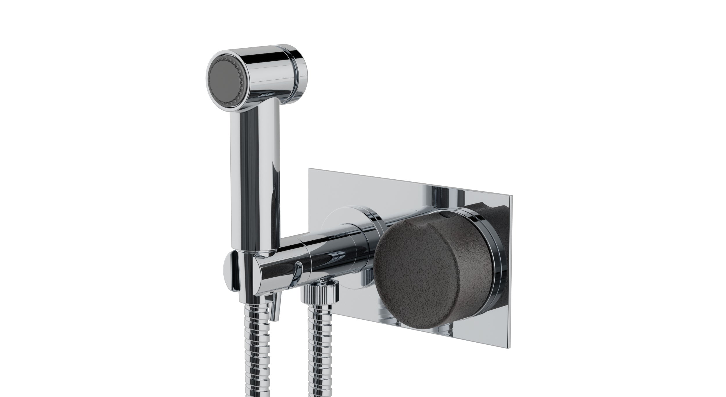 Foundry One Handle Wall Mount Bidet Trim with Groove Ceramic Knob Handle in Polished Chrome