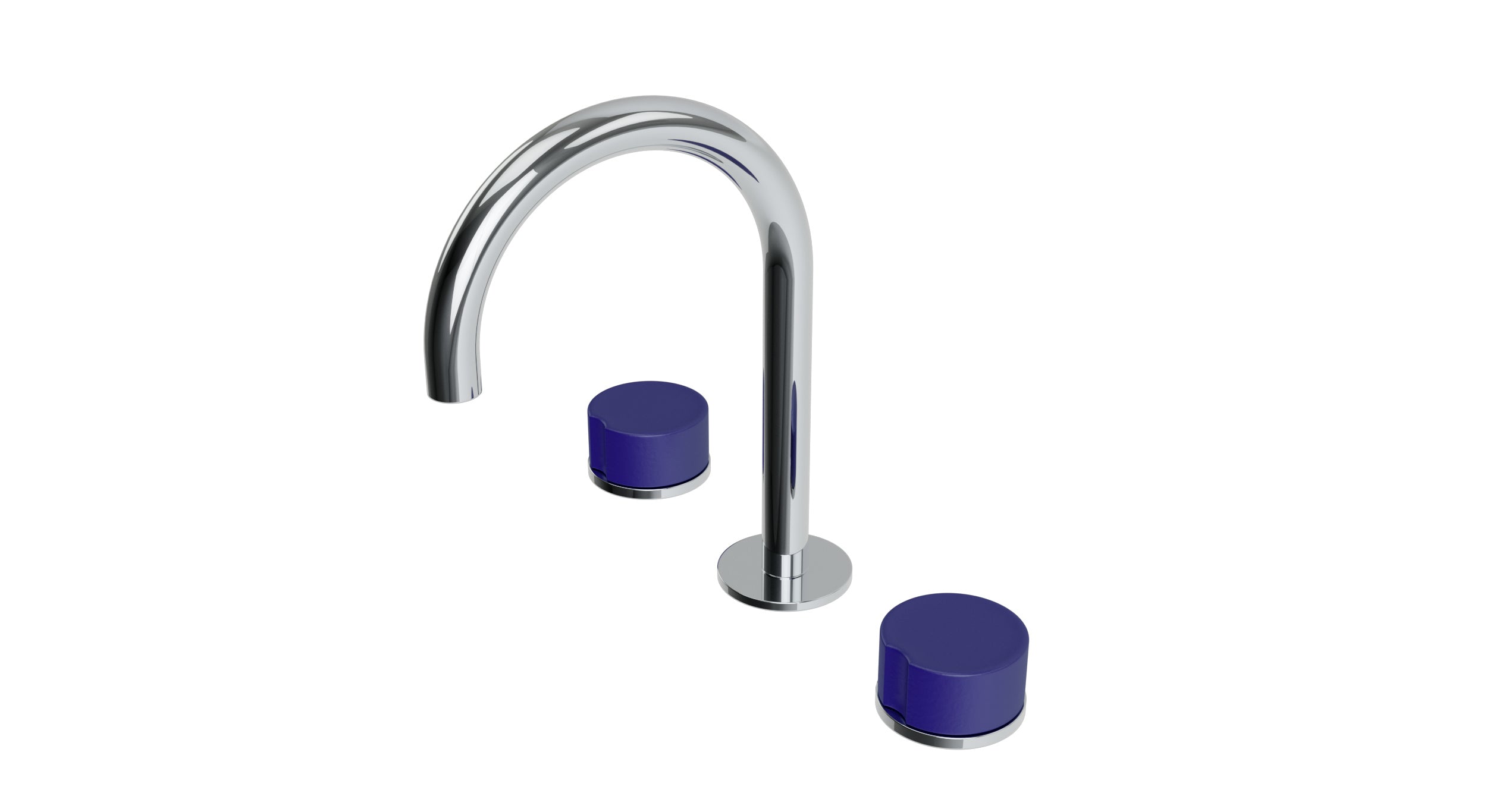Foundry Two Handle Deck Mount Gooseneck Lavatory Faucet with Groove Ceramic Knob Handles
