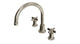 Emerson Two Handle Deck Mount Gooseneck Bath Trim with Defined Cross Handles in French Nickel