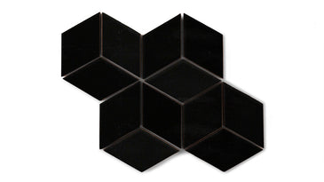 Small Diamond Sheeted - Escher Original Ceramic Mosaic Tile in Raven Gloss