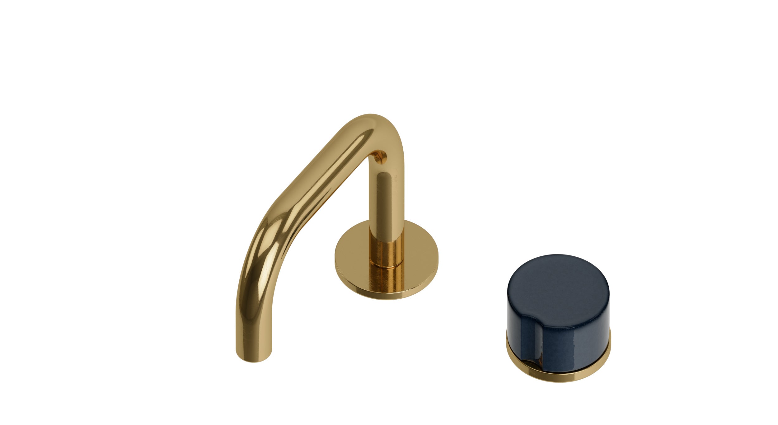 Foundry One Handle Deck Mount Squaretop Lavatory Faucet with Groove Ceramic Knob Handle in Uncoated Polished Brass