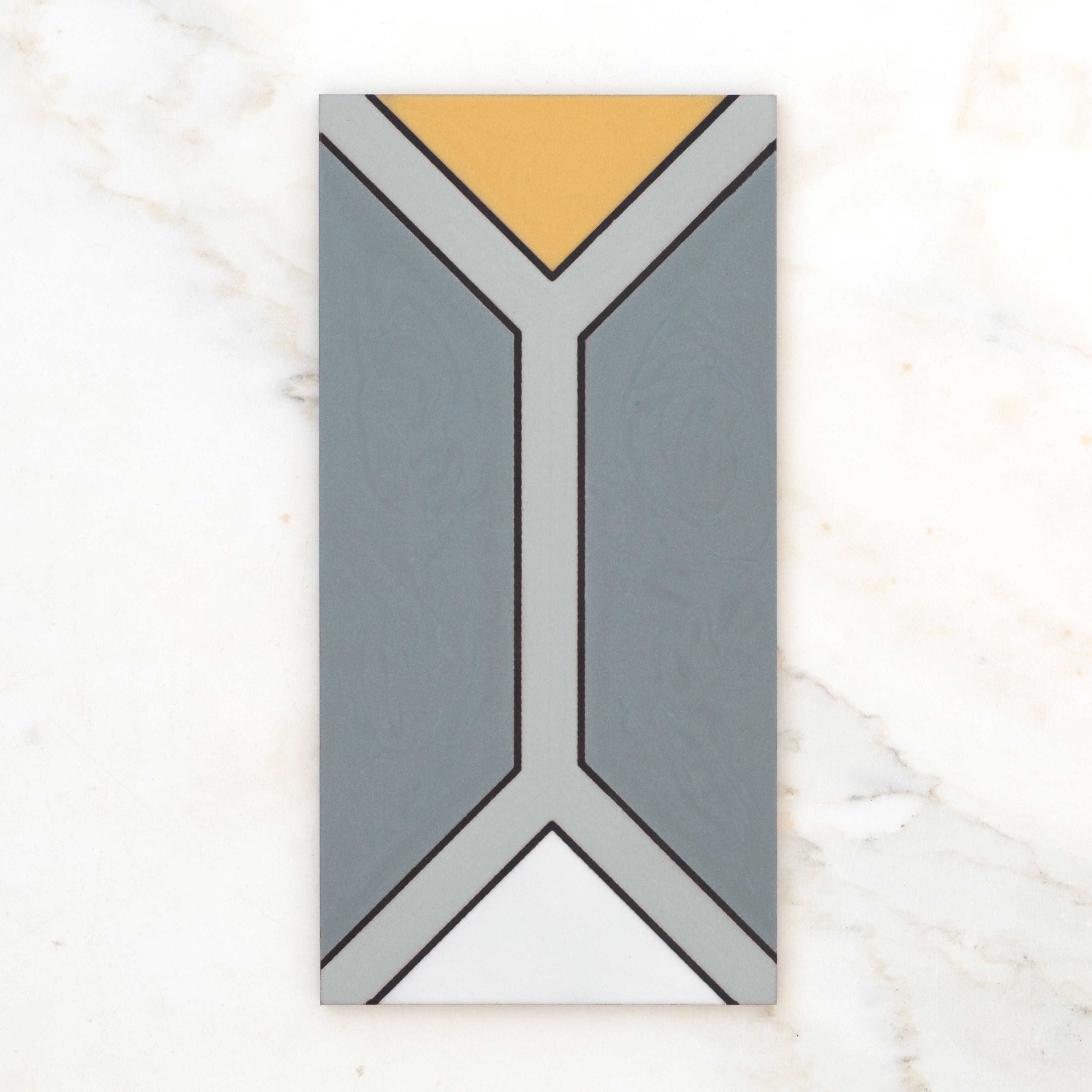 6x12 Handpainted Tile Austin in Yellow Motif