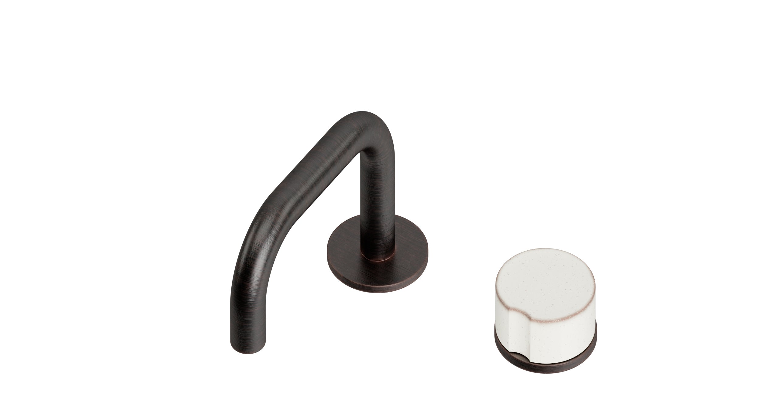 Foundry One Handle Deck Mount Squaretop Lavatory Faucet with Groove Ceramic Knob Handle in Antique Bronze