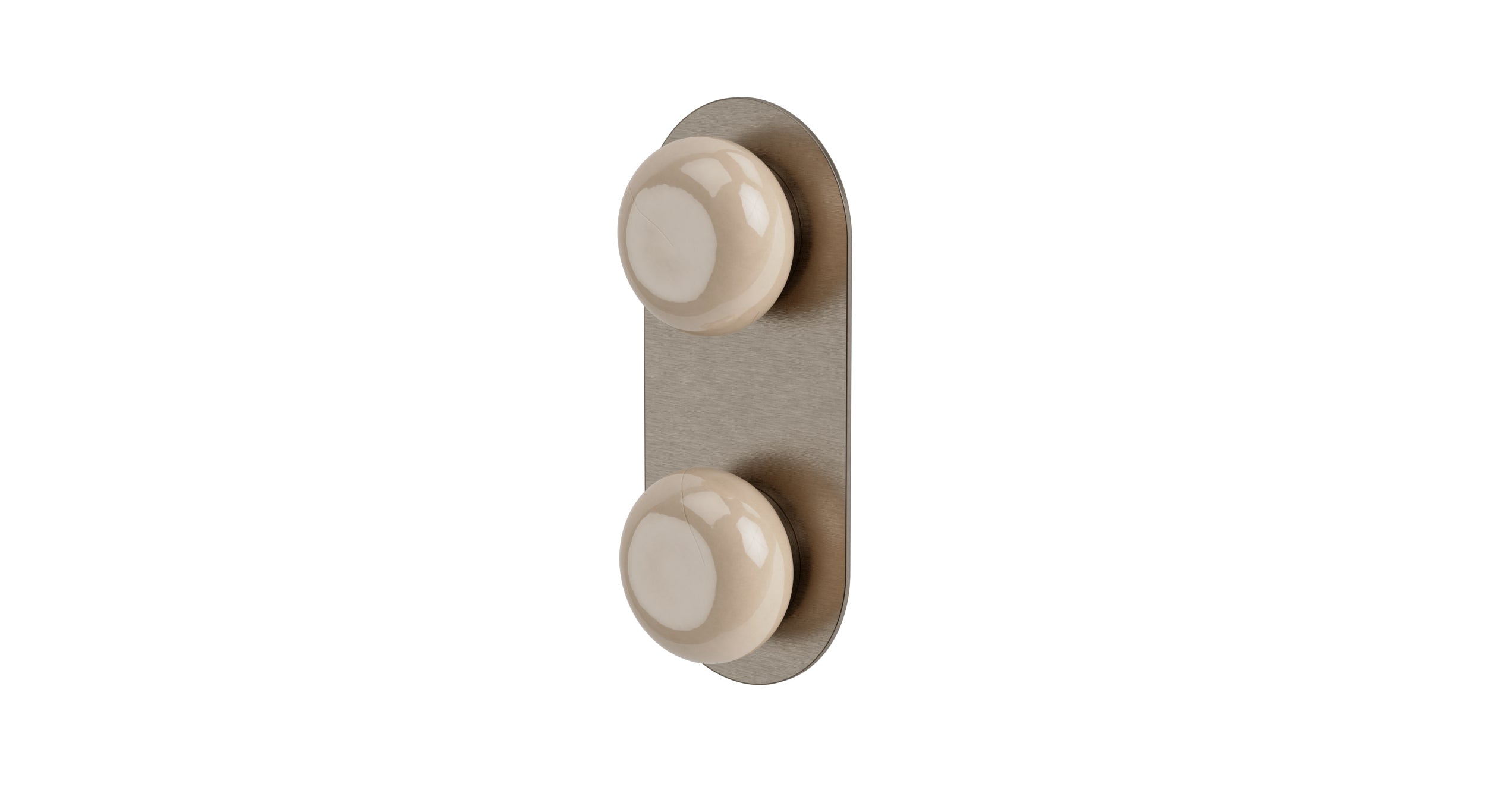 Foundry Two Handle Wall Mount Shower Trim with Pebble Ceramic Knob Handles in Antique Nickel