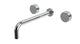 Foundry Two Handle Wall Mount 12" Lavatory Faucet with Barrel Knob Handles in Polished Chrome