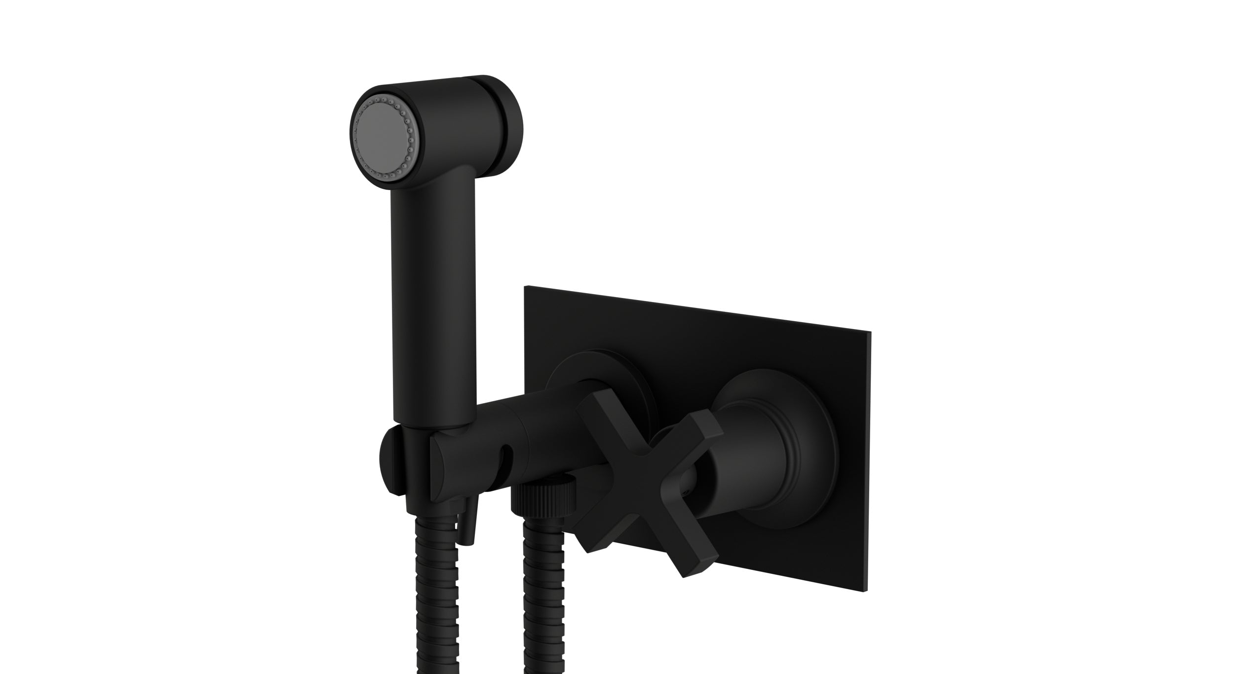 Emerson One Handle Wall Mount Bidet Trim with Classic Cross Handle in Matte Black