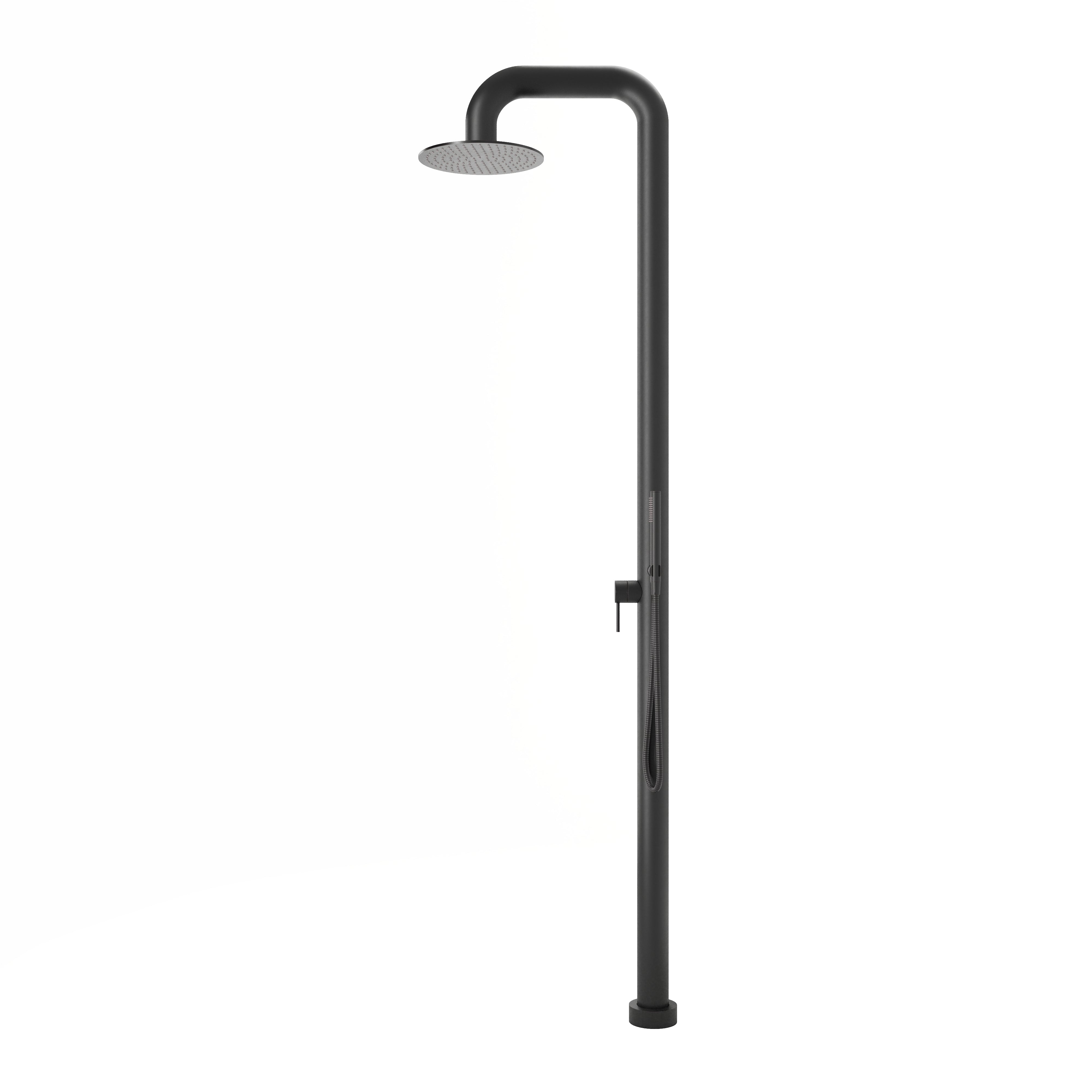 Contour Outdoor Shower Pressure Balance with 12" Rain Head and Hand Shower in Oil Rubbed Bronze