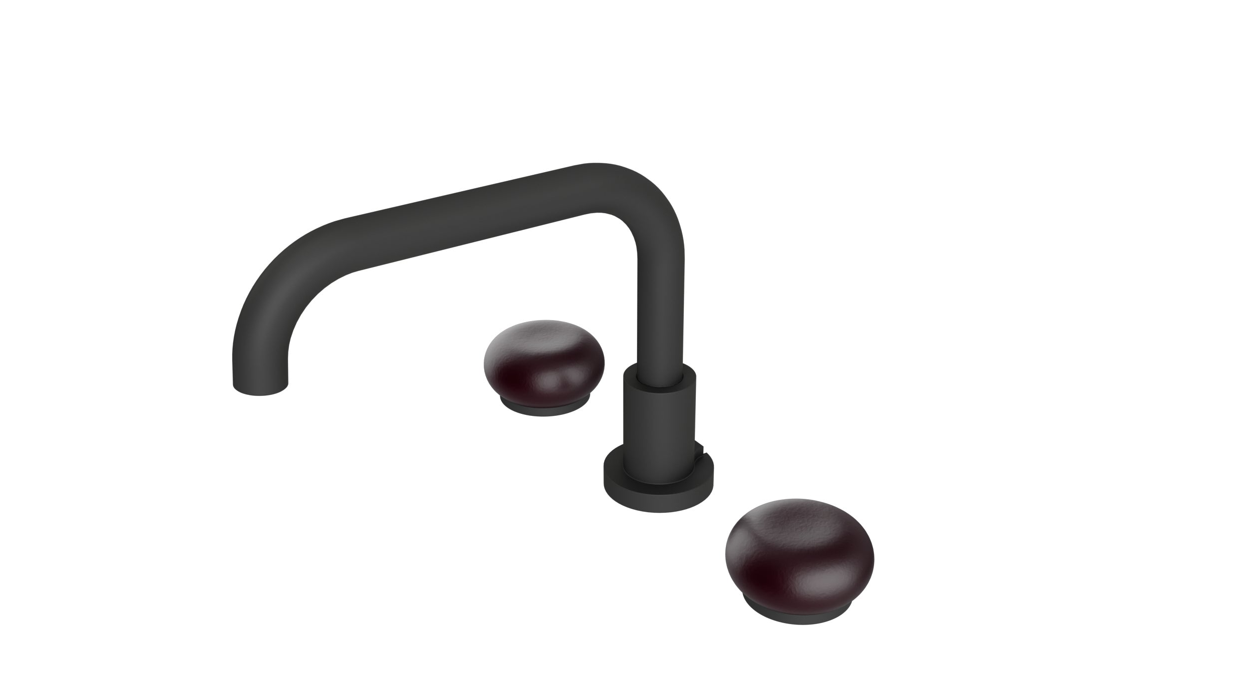 Foundry Two Handle Deck Mount Squaretop Bath Trim with Pebble Ceramic Knob Handles in Matte Black