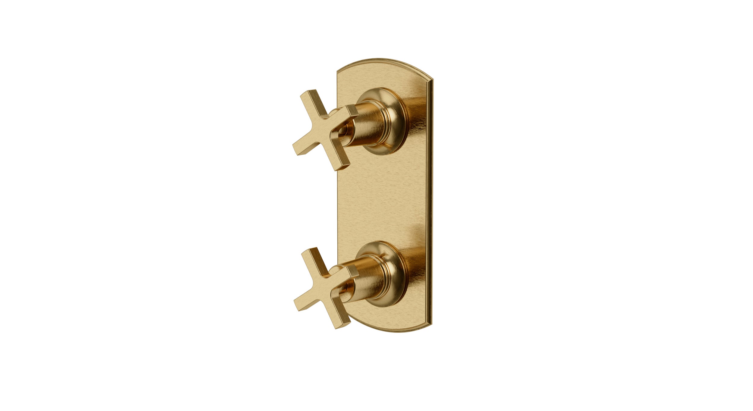Emerson Two Handle Wall Mount Shower Trim with Classic Cross Handles in Satin Brass