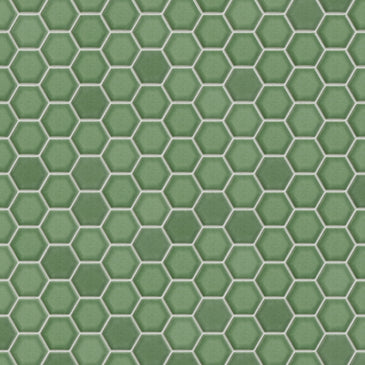 1" Hexagon Sheeted Original Ceramic Mosaic Tile in Sea Green Gloss
