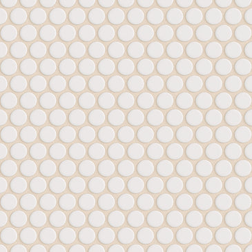 Penny Round Sheeted Original Ceramic Mosaic Tile in Frost Matte