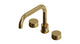 Foundry Two Handle Deck Mount Squaretop Bath Trim with Barrel Knob Handles in Uncoated Polished Brass