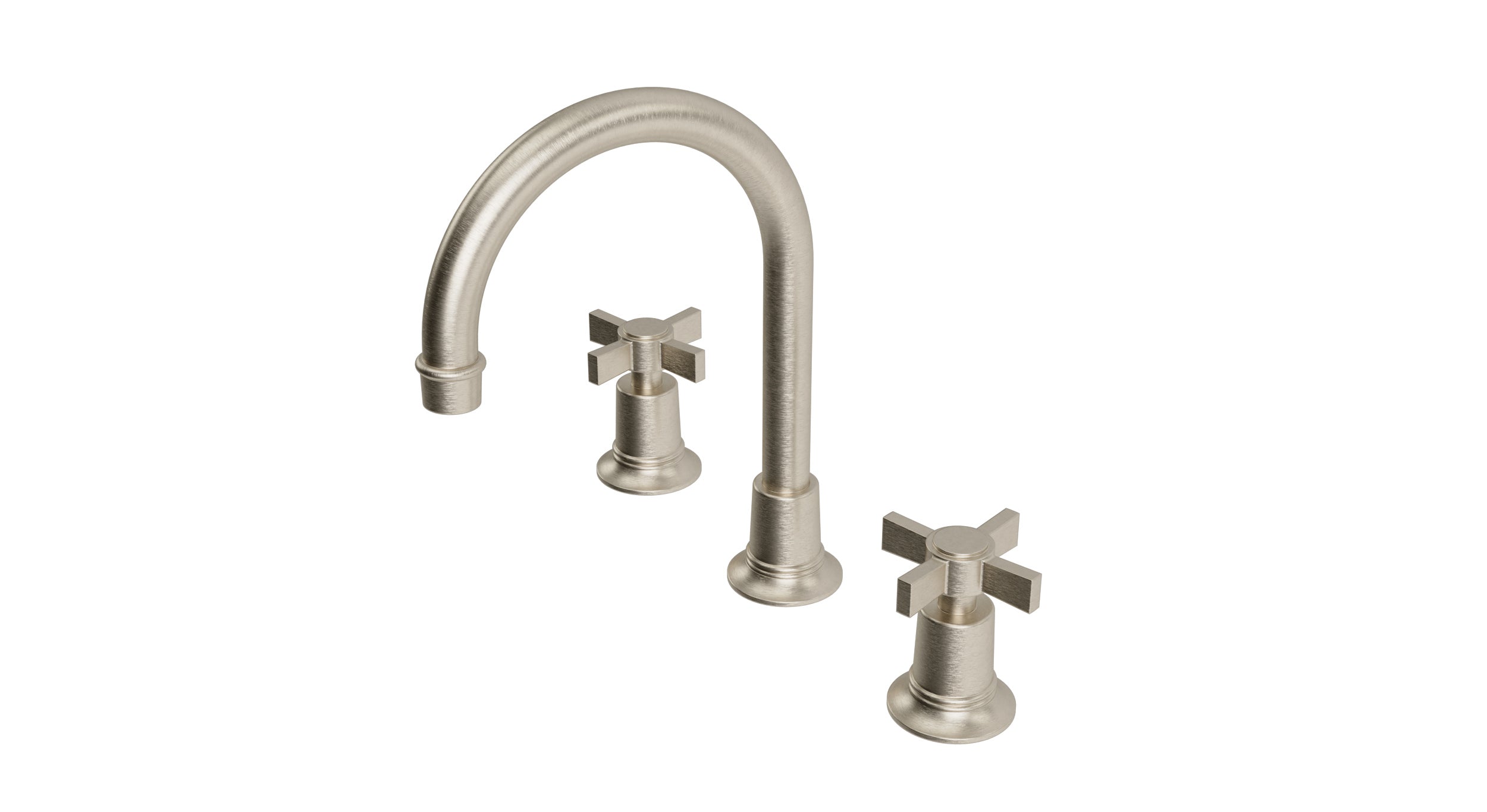 Emerson Two Handle Deck Mount Gooseneck Lavatory Faucet with Defined Cross Handles