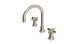 Emerson Two Handle Deck Mount Gooseneck Lavatory Faucet with Defined Cross Handles in Satin Nickel