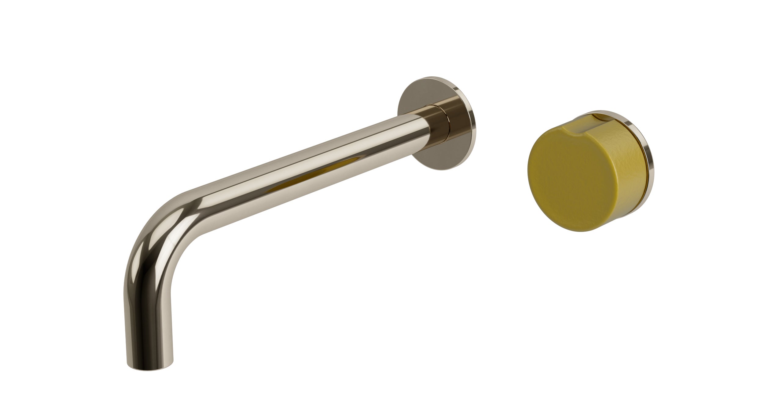 Foundry One Handle Wall Mount 7.5" Lavatory Faucet with Groove Ceramic Knob Handle in Polished Nickel