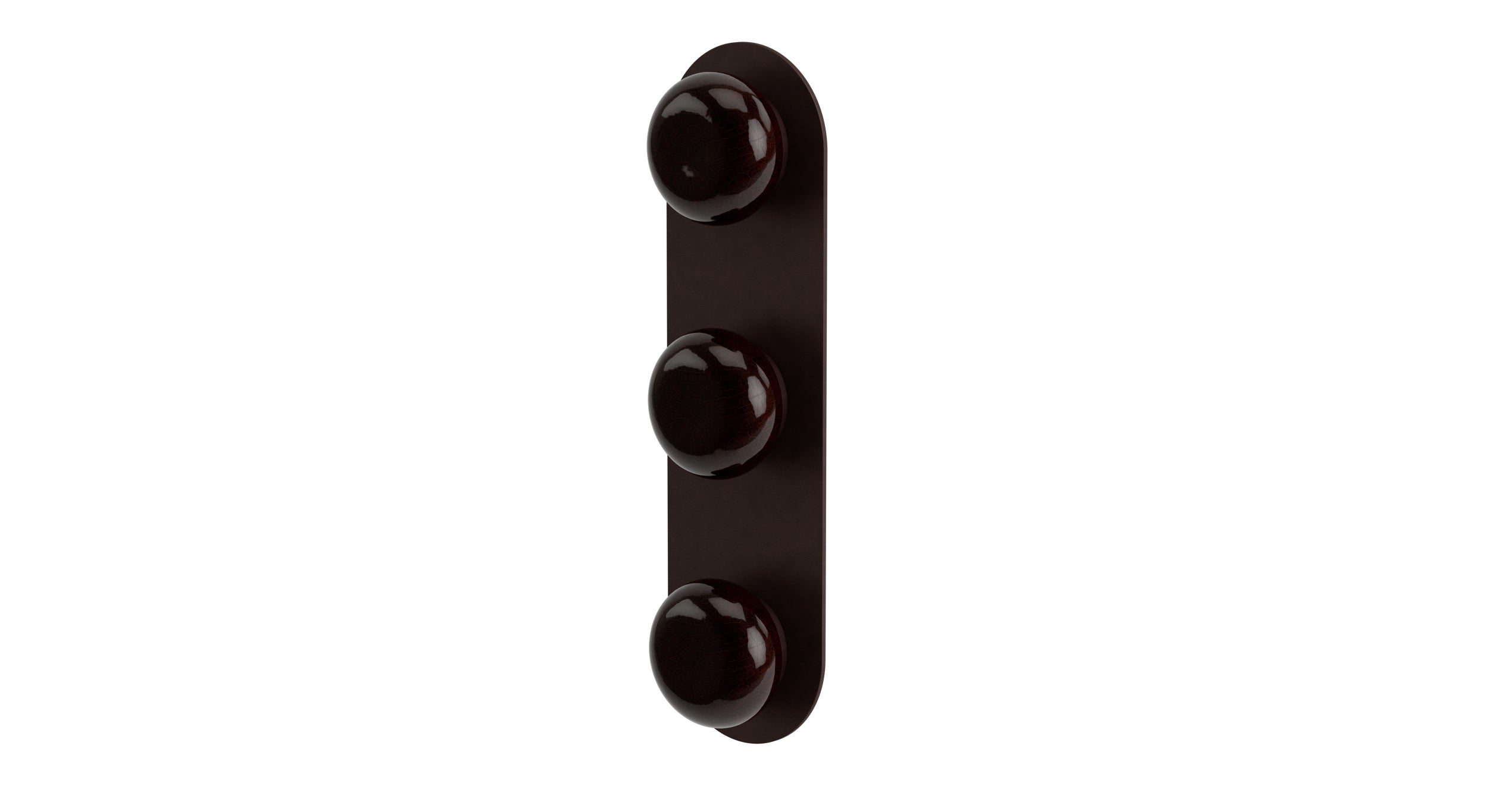 Foundry Three Handle Wall Mount Shower Trim with Pebble Ceramic Knob Handles in Architectural Copper