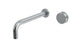 Foundry One Handle Wall Mount 10" Lavatory Faucet with Barrel Knob Handle in Satin Chrome