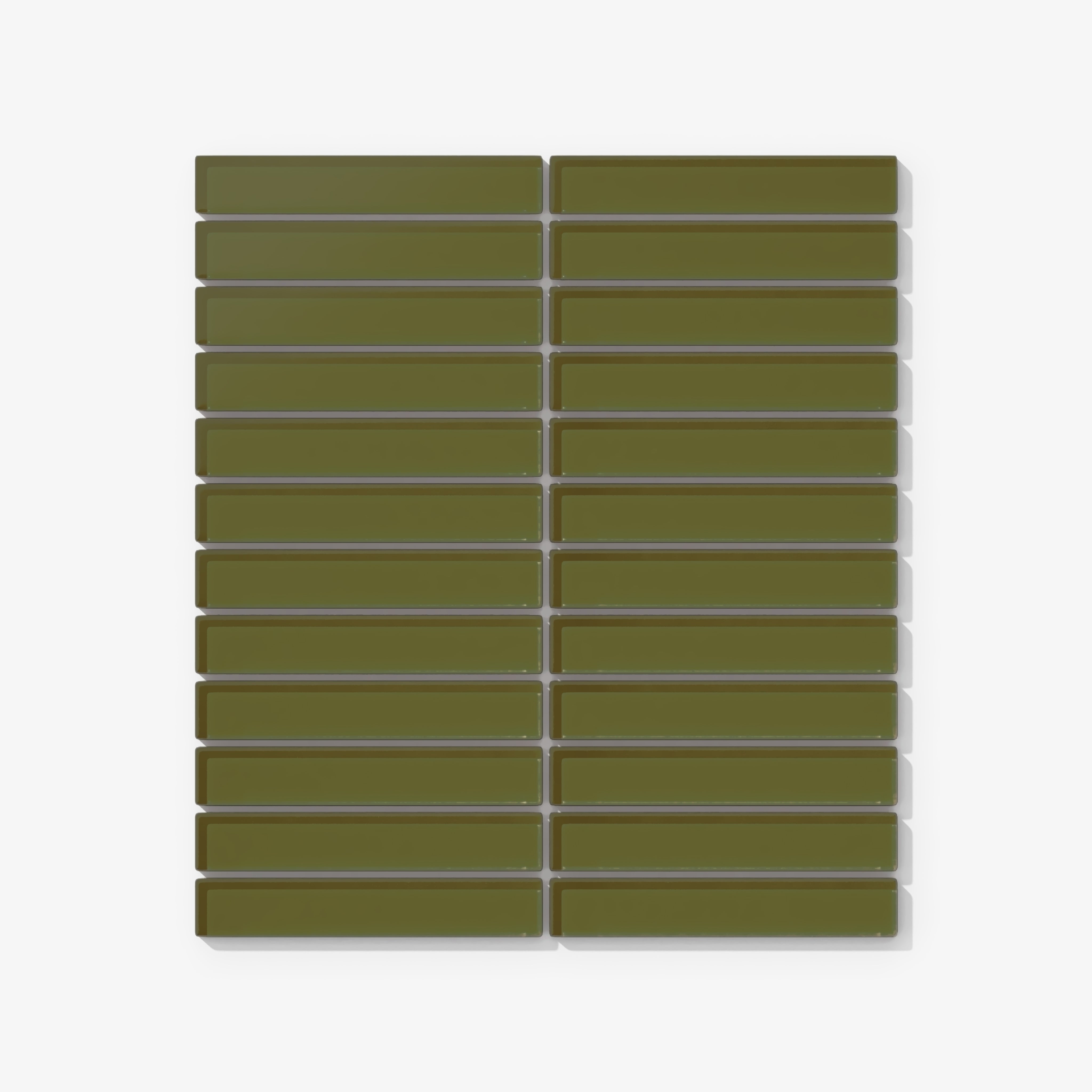1x6 Straight Set Sheeted Glass Mosaic Tile in Cormorant Matte