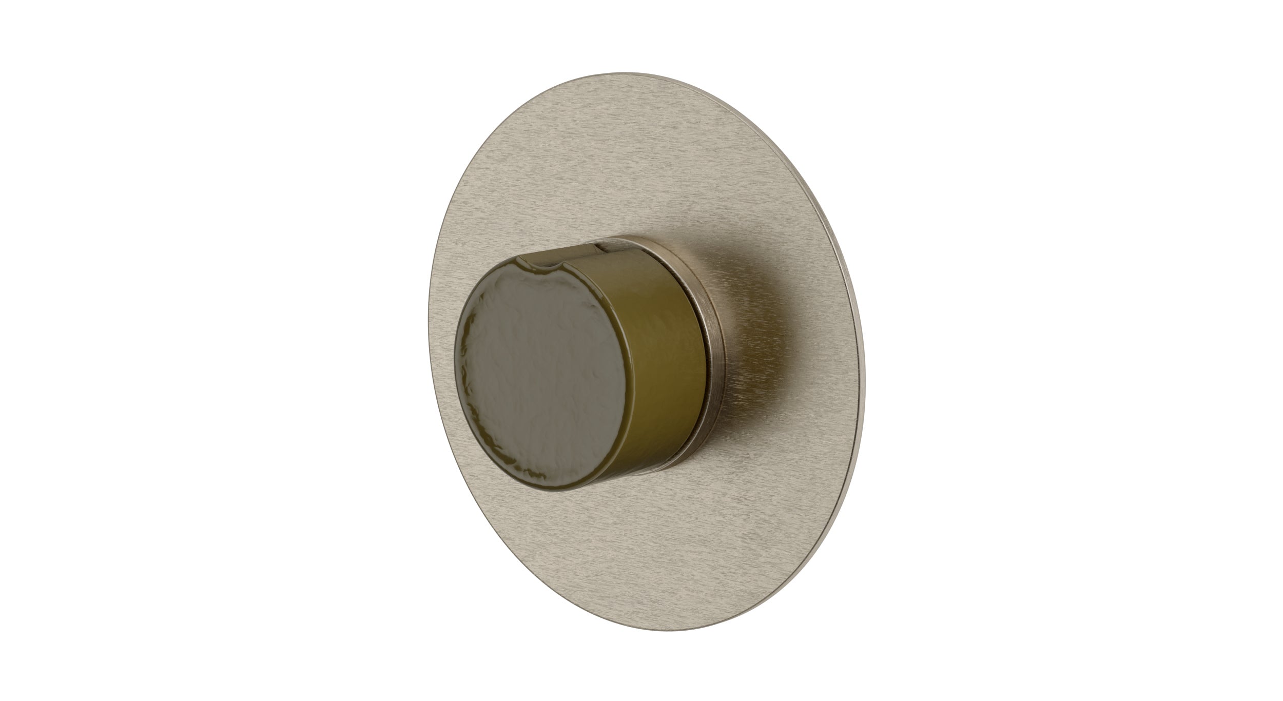 Foundry One Handle Wall Mount Shower Trim with Groove Ceramic Knob Handle in Satin Nickel
