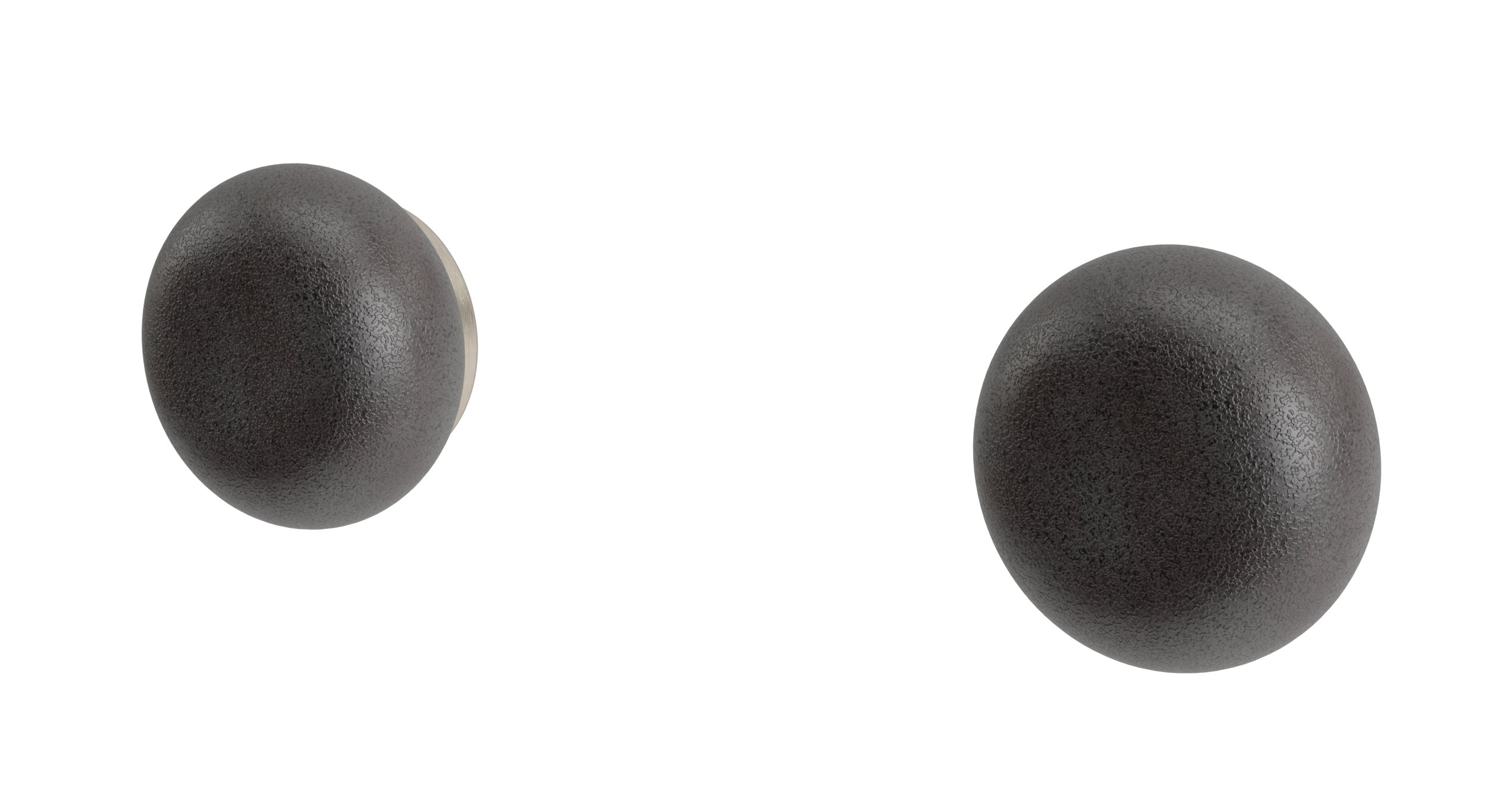 Foundry Two Handle Wall Mount Bath Trim with Pebble Ceramic Knob Handles in Satin Nickel