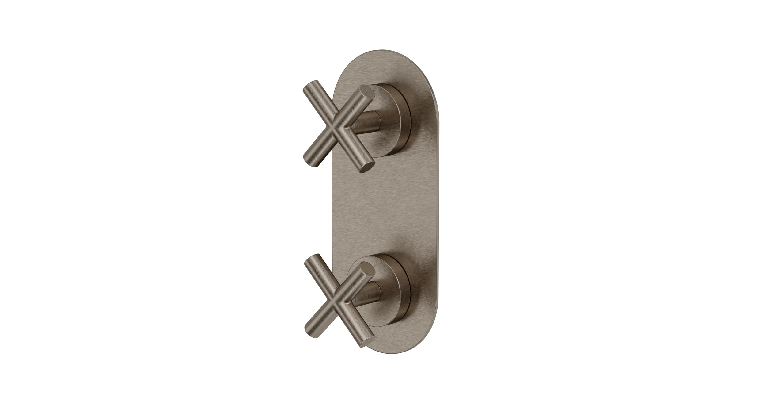 Contour Two Handle Wall Mount Shower Trim with Soft Cross Handles in Antique Nickel