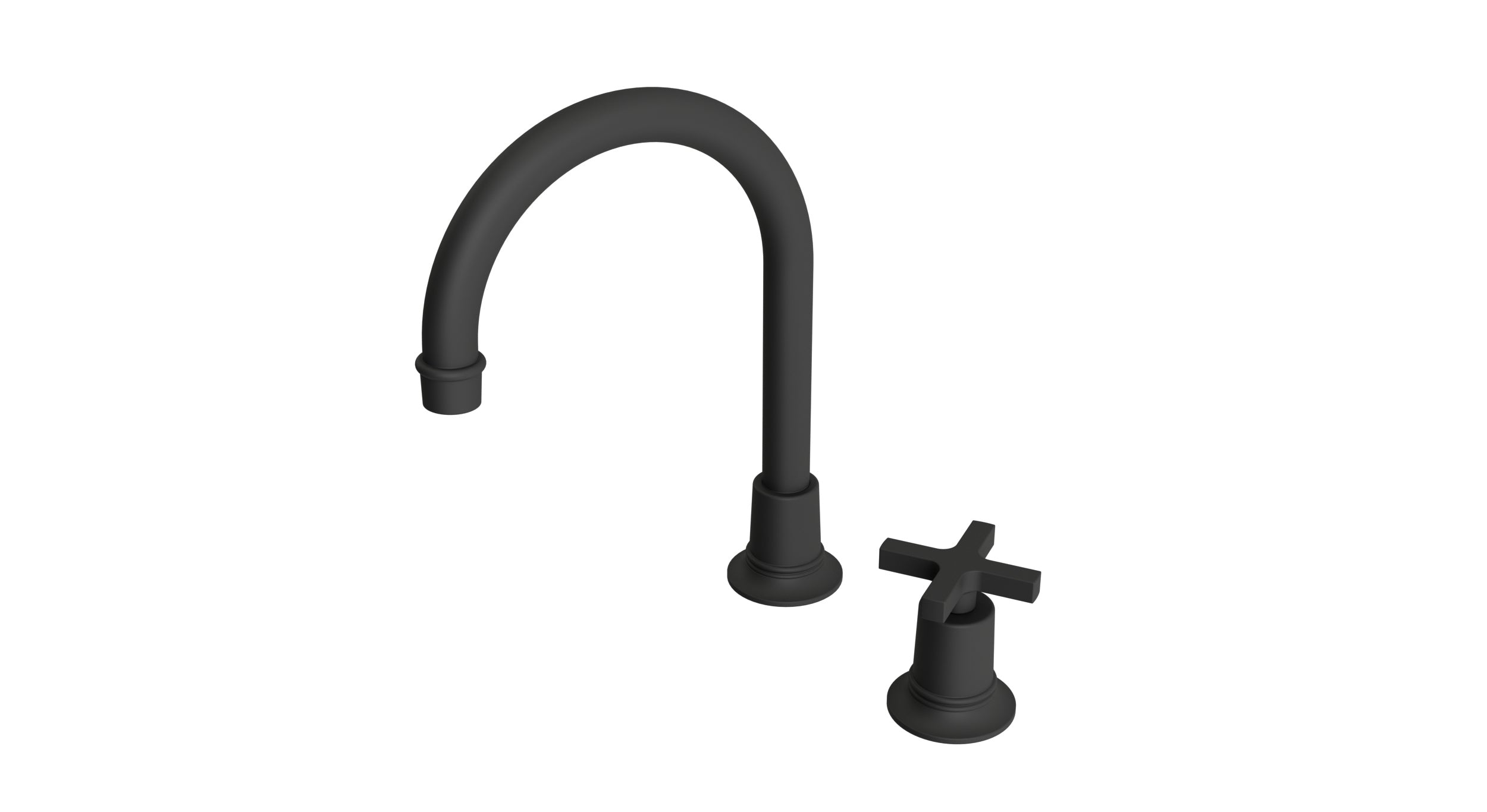 Emerson One Handle Deck Mount Gooseneck Lavatory Faucet with Classic Cross Handle in Matte Black