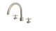 Contour Two Handle Deck Mount Gooseneck Bath Trim with Soft Cross Handles in Satin Nickel