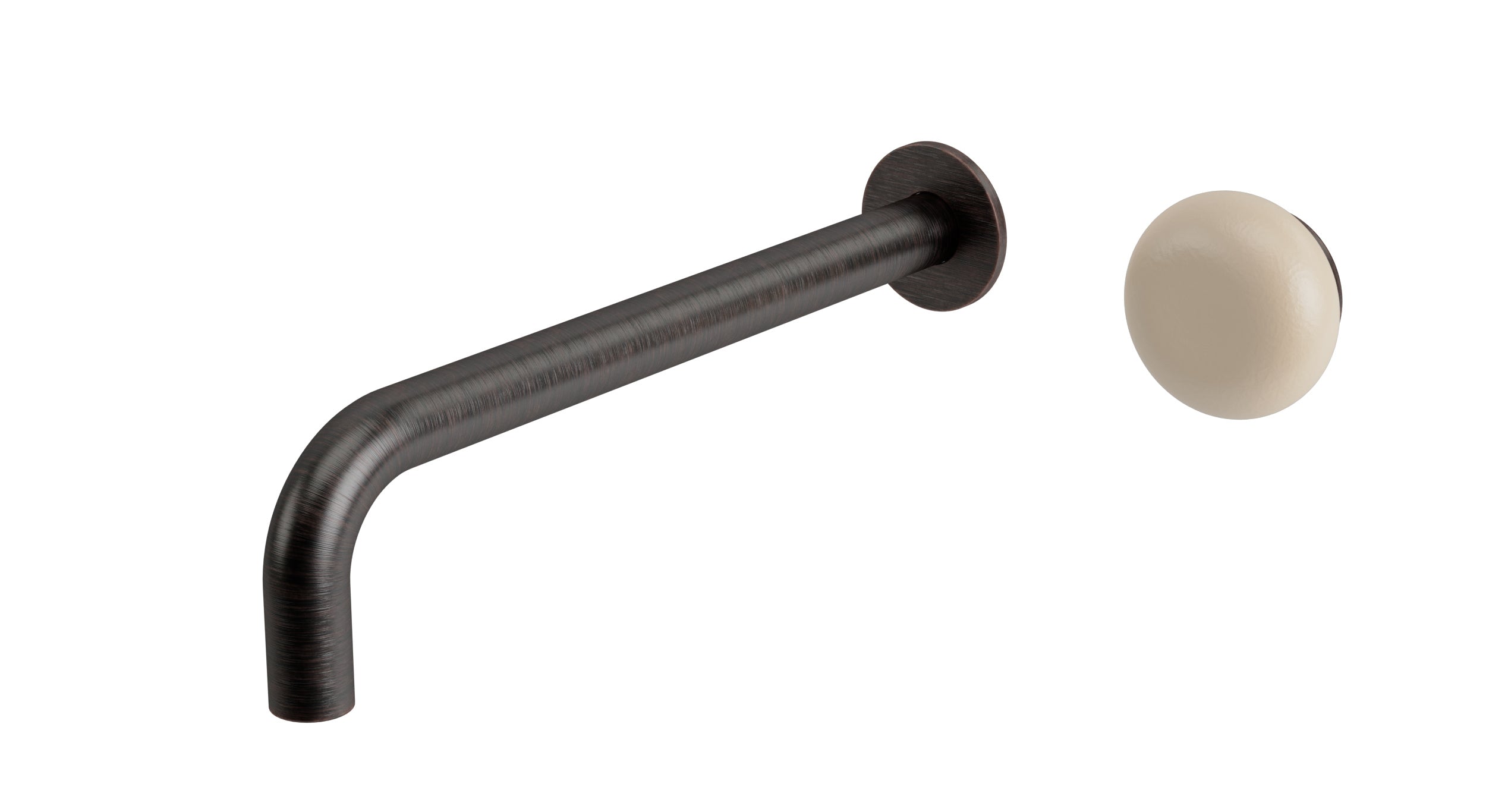 Foundry One Handle Wall Mount 10" Lavatory Faucet with Pebble Ceramic Knob Handle in Antique Bronze