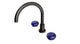 Foundry Two Handle Deck Mount Gooseneck Bath Trim with Pebble Ceramic Knob Handles in Antique Bronze