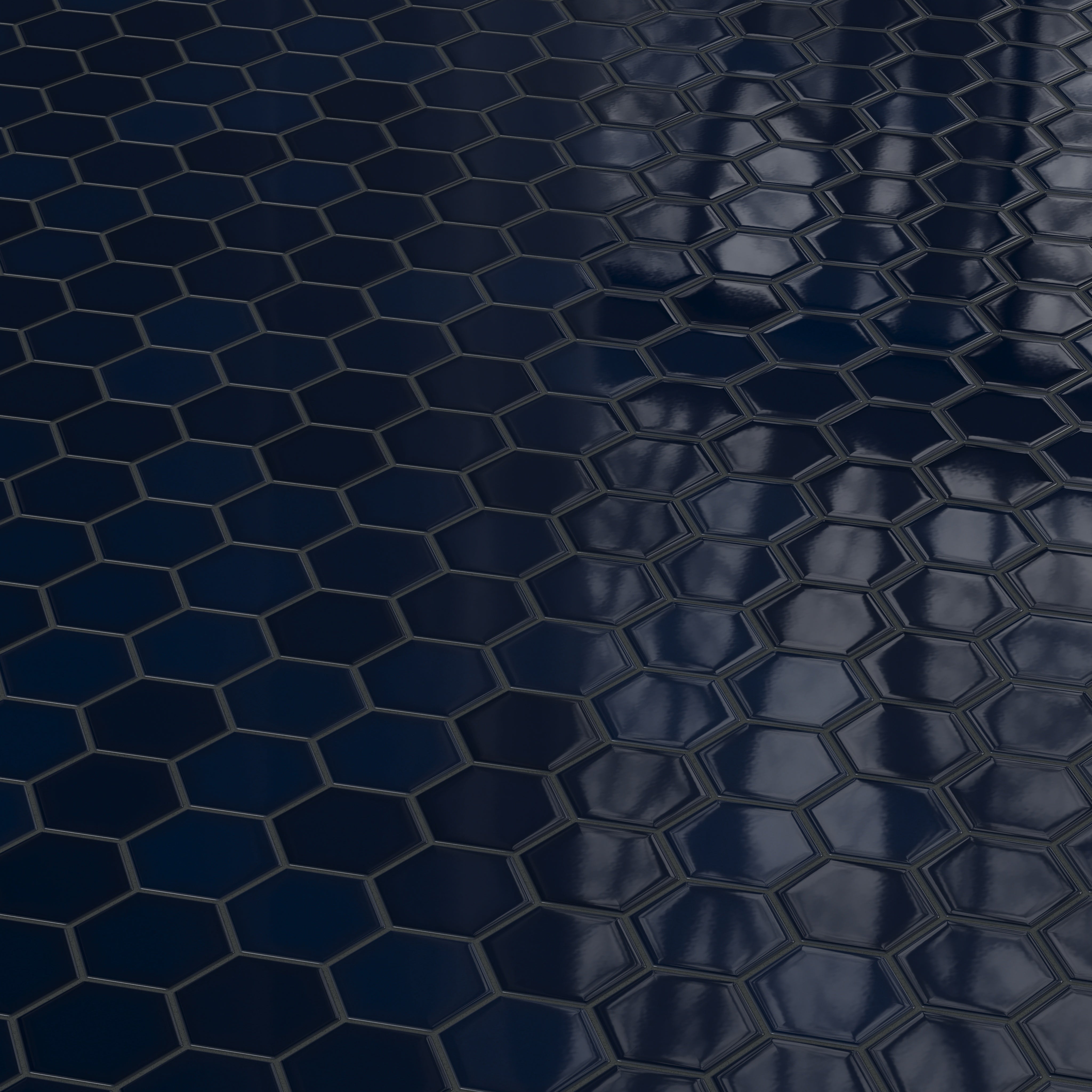 4" Hexagon Original Ceramic Tile in Navy Blue Gloss