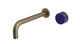 Foundry One Handle Wall Mount 7.5" Lavatory Faucet with Groove Ceramic Knob Handle in Antique Brass