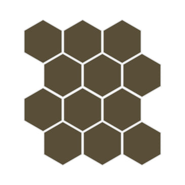3" Hexagon Sheeted Original Ceramic Mosaic Tile in Bonsai Matte