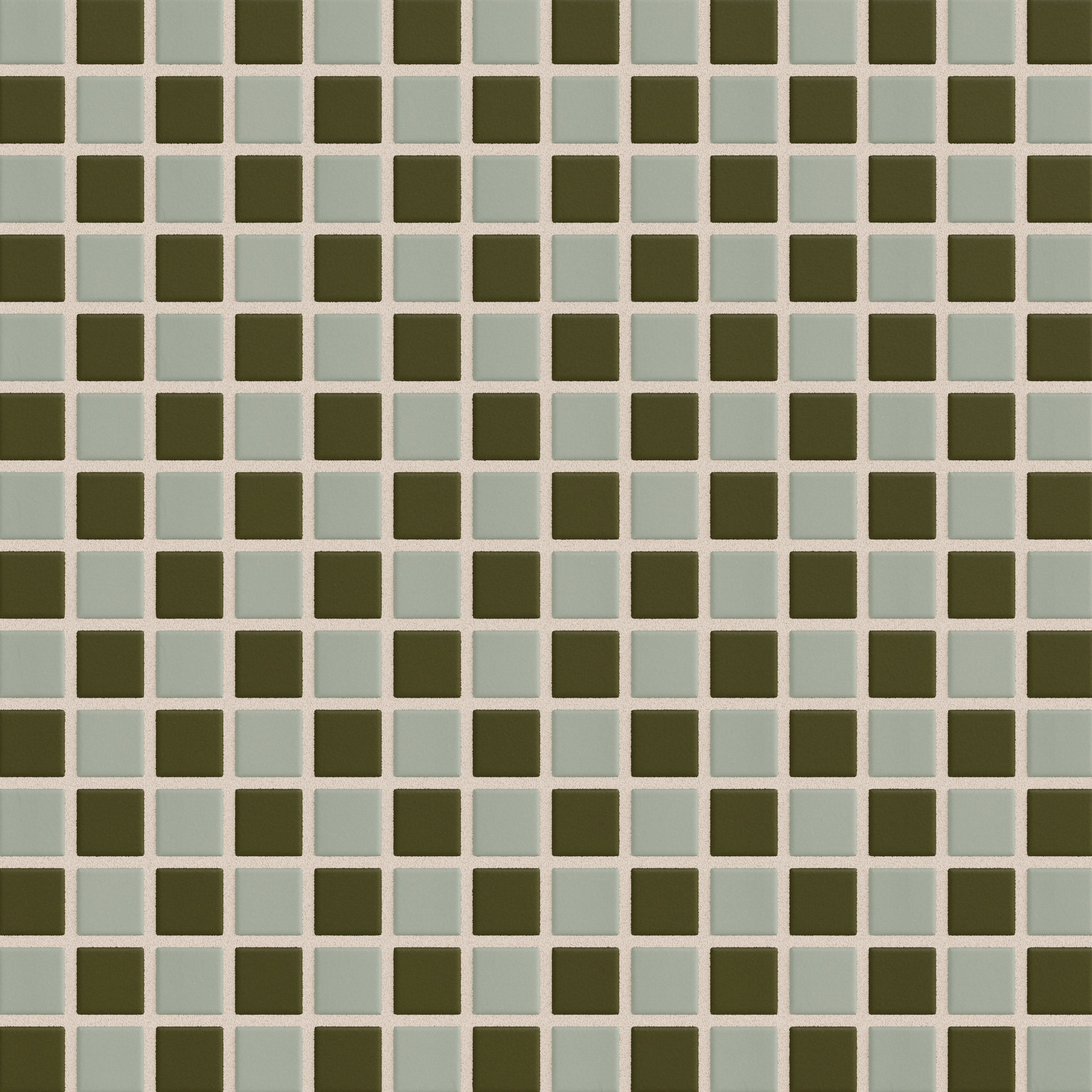 1x1 Checkerboard Sheeted Original Ceramic Tile in Rosemary Matte & Bonsai Matte