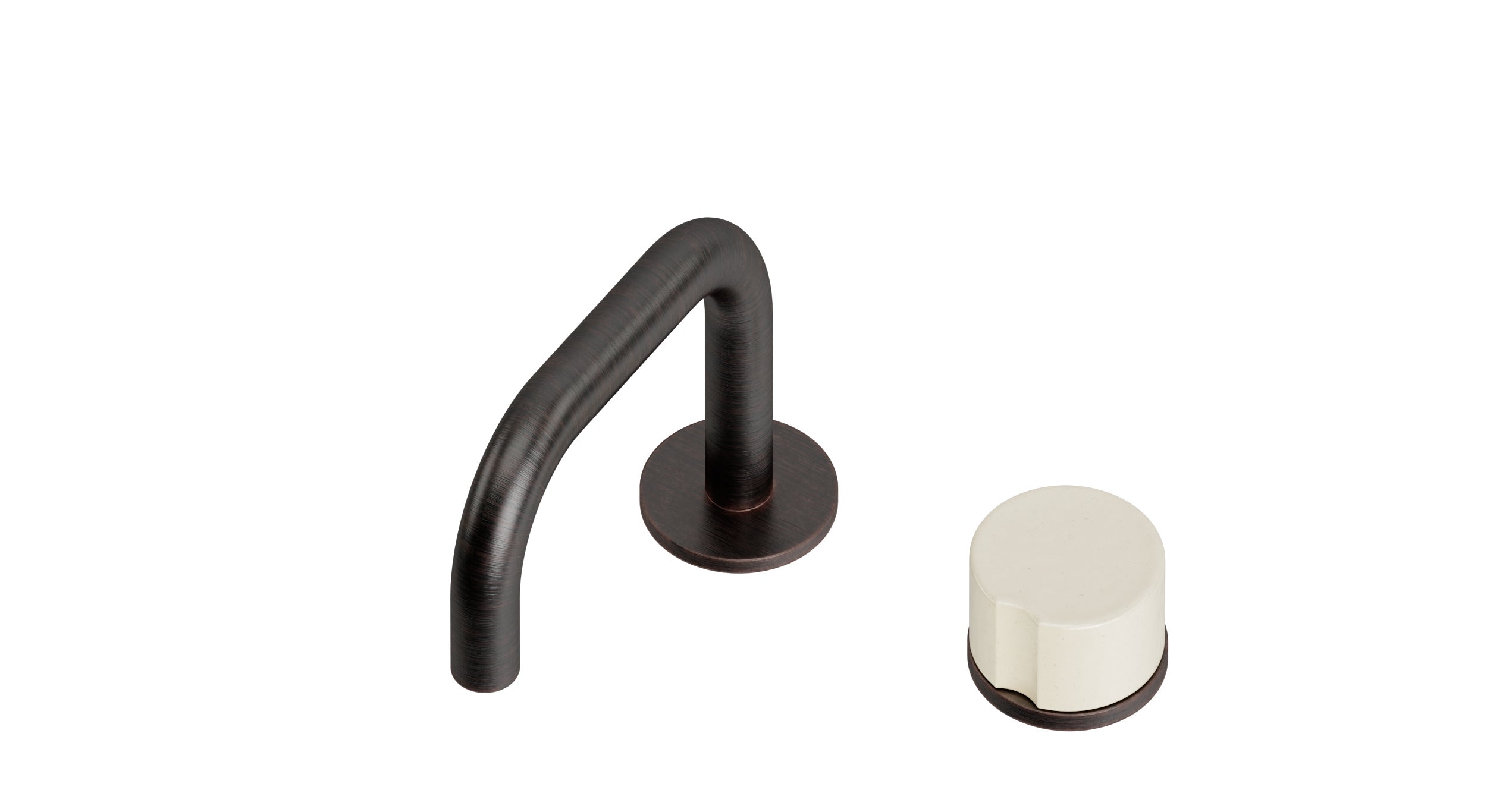 Foundry One Handle Deck Mount Squaretop Lavatory Faucet with Groove Ceramic Knob Handle in Antique Bronze