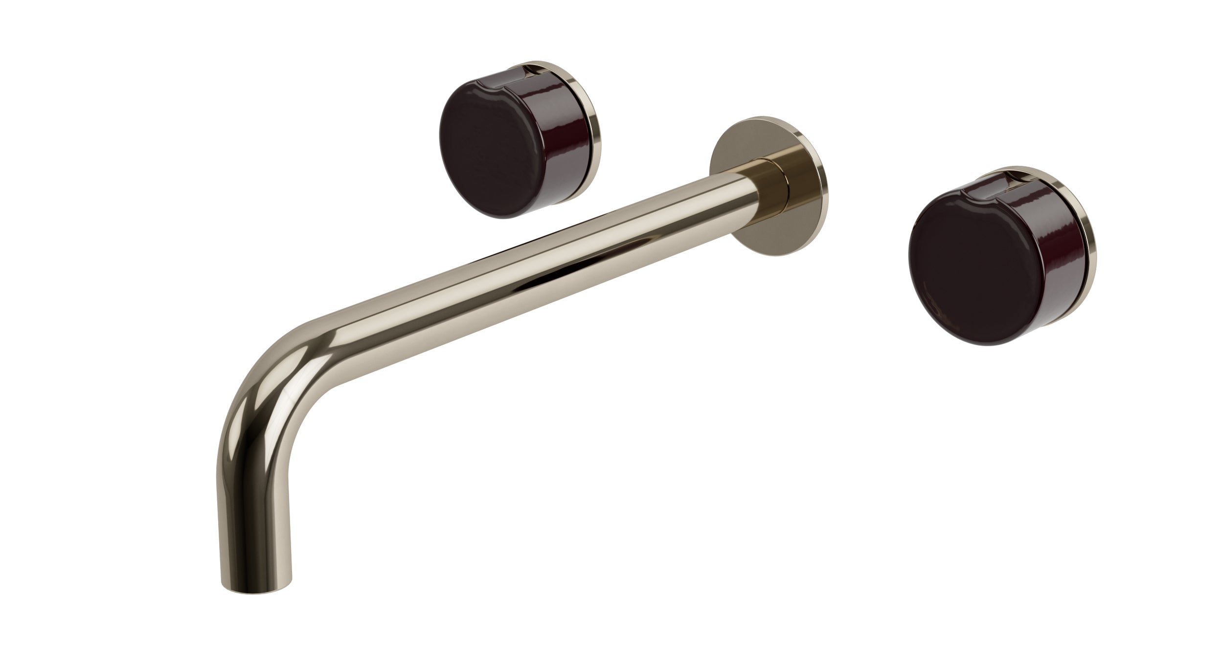Foundry Two Handle Wall Mount 10" Lavatory Faucet with Groove Ceramic Knob Handles in Polished Nickel