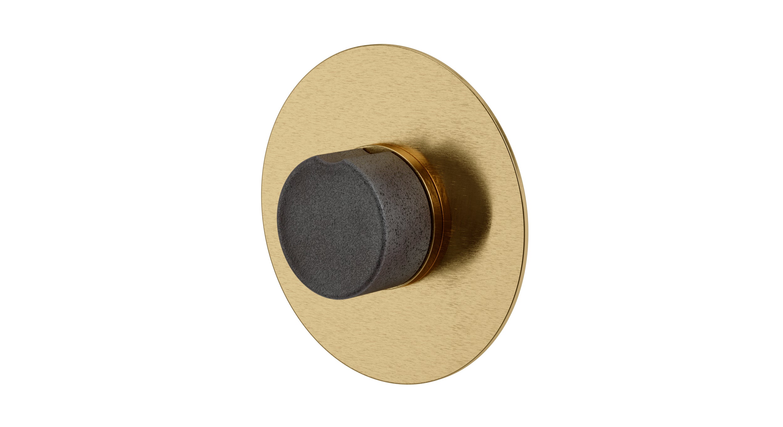 Foundry One Handle Wall Mount Shower Trim with Groove Ceramic Knob Handle in Satin Brass