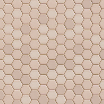 1" Hexagon Sheeted Original Ceramic Mosaic Tile in Sand Dune Gloss