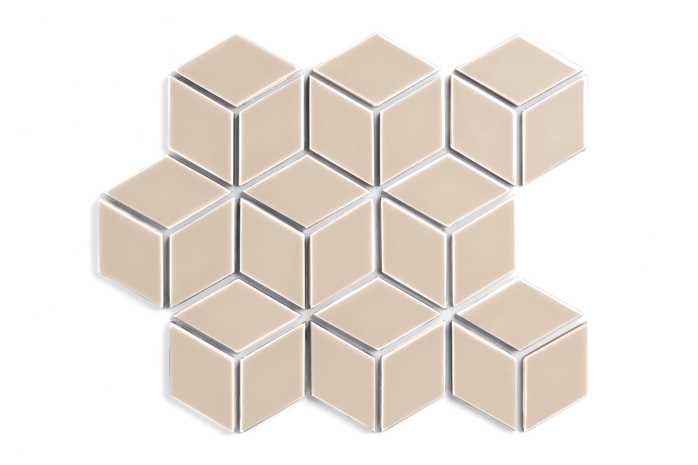 Small Diamond Sheeted - Escher Original Ceramic Mosaic Tile in Sweet Pea Gloss