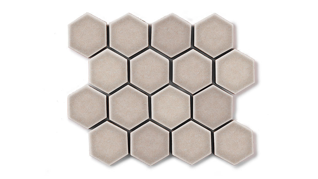 2" Hexagon Sheeted Original Ceramic Mosaic Tile in Cardamom Gloss