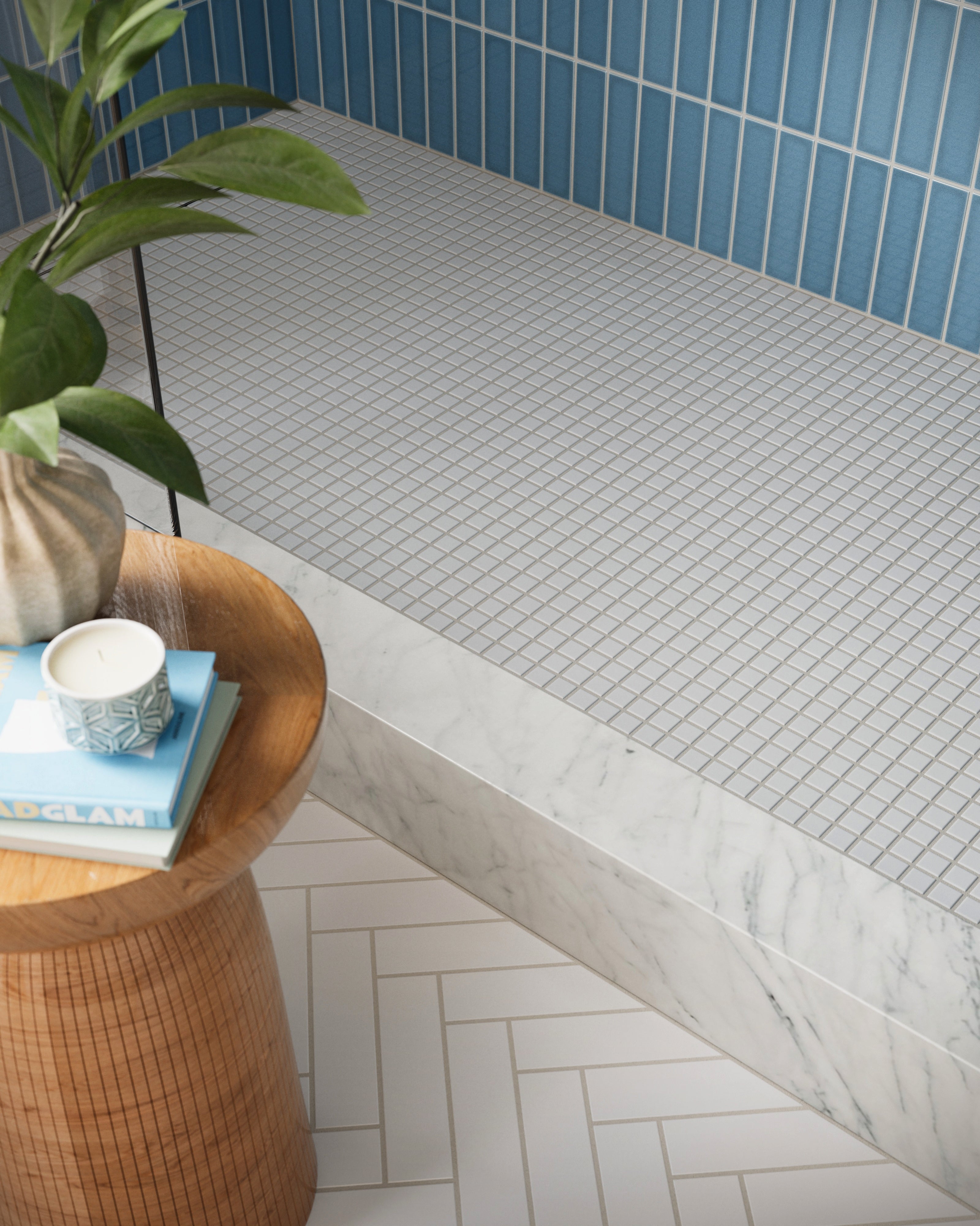 1x1 Straight Set Sheeted Original Ceramic Mosaic Tile in Frost Matte