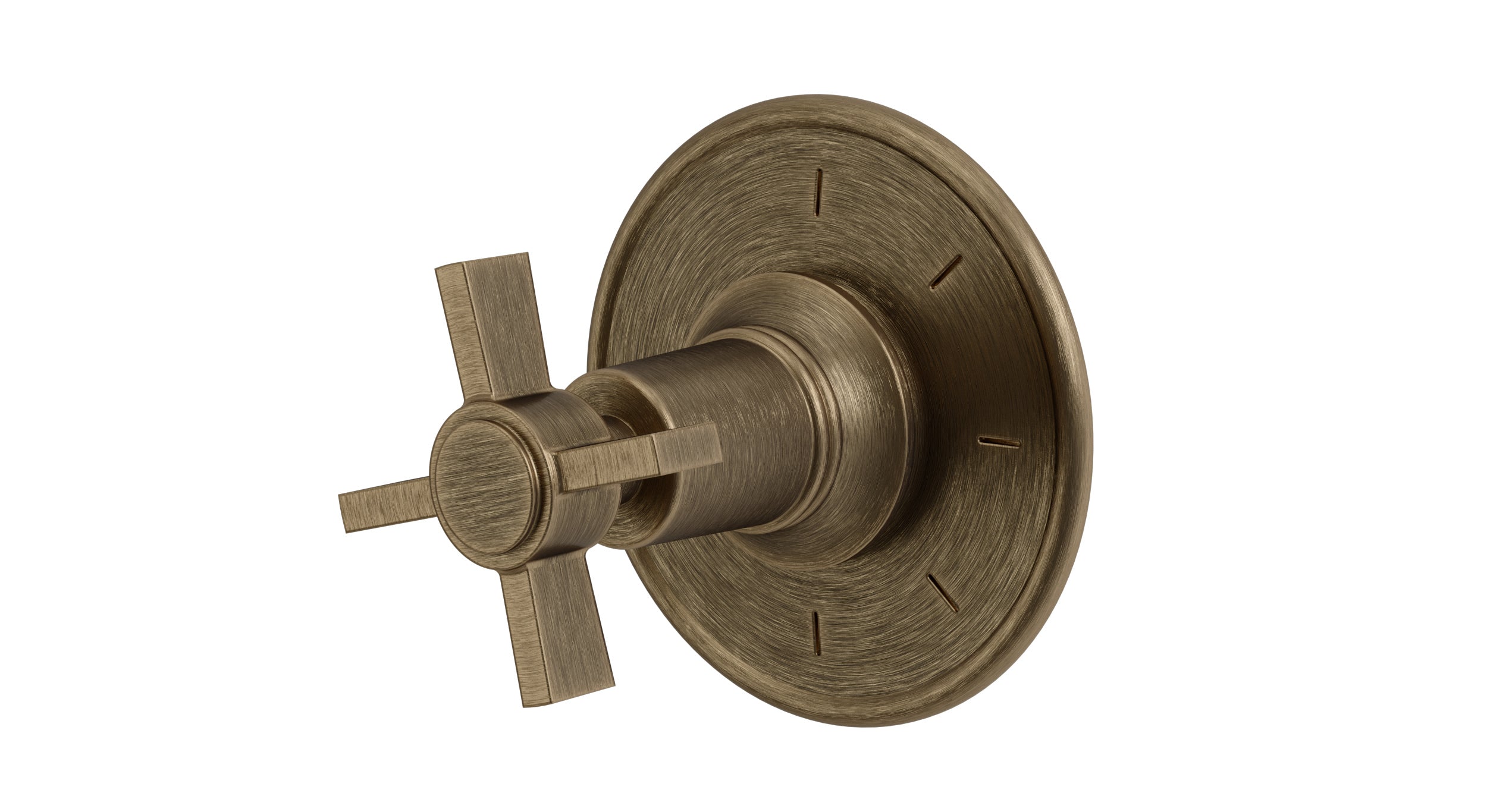 Emerson One Handle Wall Mount Shower Trim with Defined Cross Handle in Antique Brass