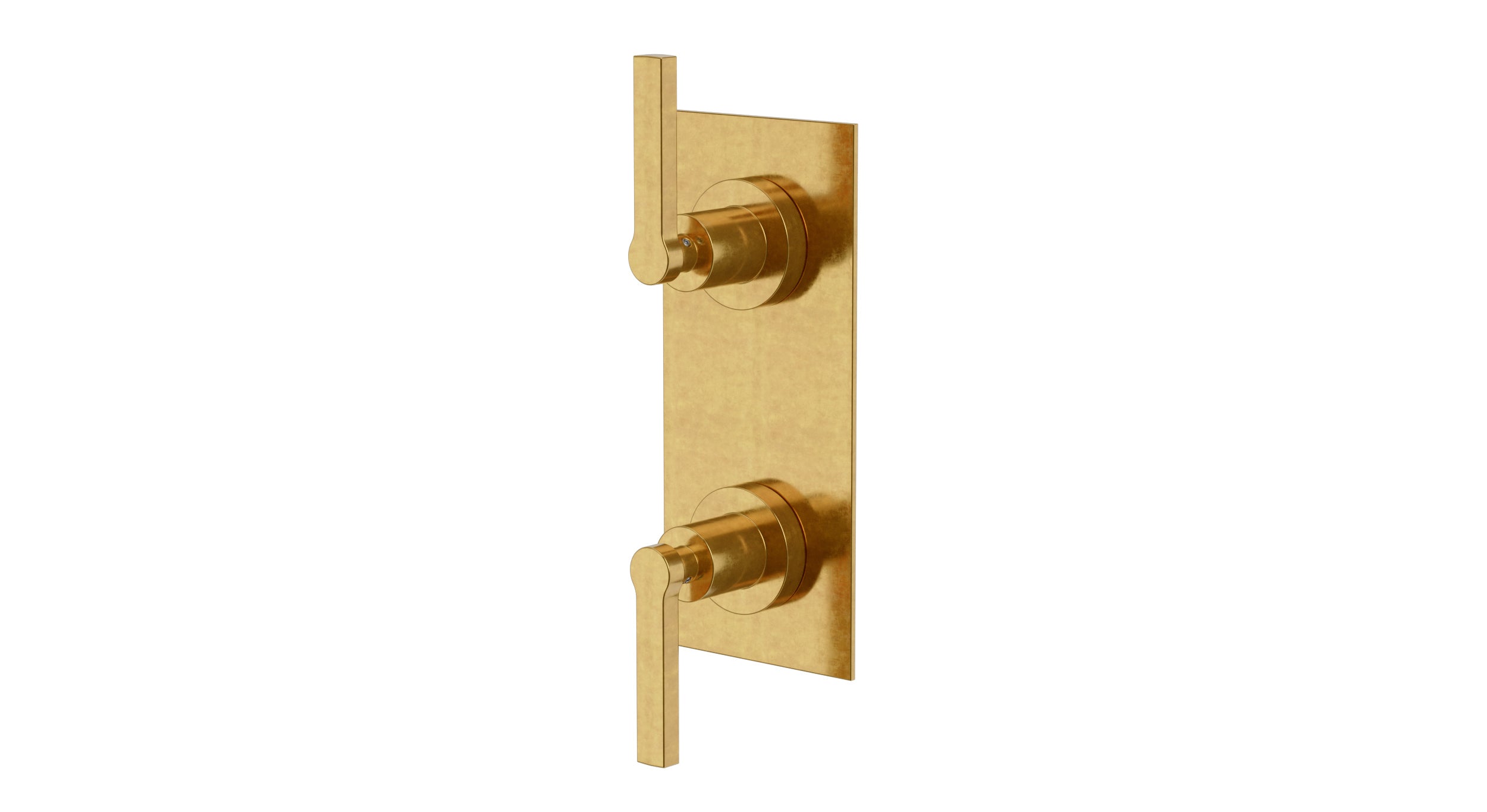 Flatiron Two Handle Wall Mount Shower Trim with Linear Lever Handles in French Brass